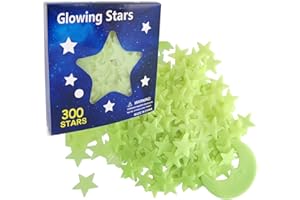 S & E TEACHER'S EDITION Glow In The Dark Stars 302Pcs, 300 Glowing Stars and 2 Moon, Kids’ Room Decorations, Wall Décor, Christmas Halloween Gifts.