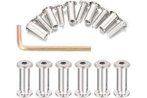 PGMJ 40 Sets Silver Hex Screw and Bolt Set - M6 Metal Metric Thread Repair Kit for Leather Saddles Purses Belt Repair, Furniture Screws and Bolts, Tv Wall Mount Screws Kit (M6x20mm-D)