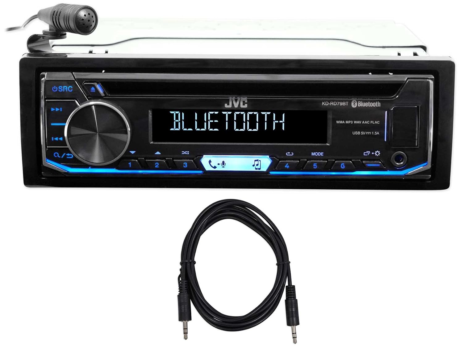 Amazon.com: JVC KD-RD79BT Car CD Receiver Stereo  w/Bluetooth/USB/Pandora/iPhone+Aux Cable: Car Electronics
