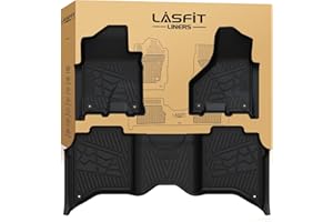 LASFIT Floor Mats for 2019-2024 2025 Ram 2500/3500 Crew Cab Bucket Seat for Carpet & Vinyl Floor (NOT fit Model with PTO Kit), All Weather TPE Custom Fit Car Mats Floor Liners 1st & 2nd Row, Black