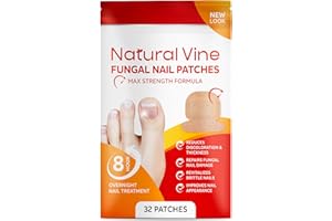 Natural Vine Fungal Nail Patches: Max Strength Formula for Toenail and Fingernails - 8-Hour Nighttime Renewal with 1% Tolnaftate - Toenail Fungus Treatment Extra Strength 32 Patches
