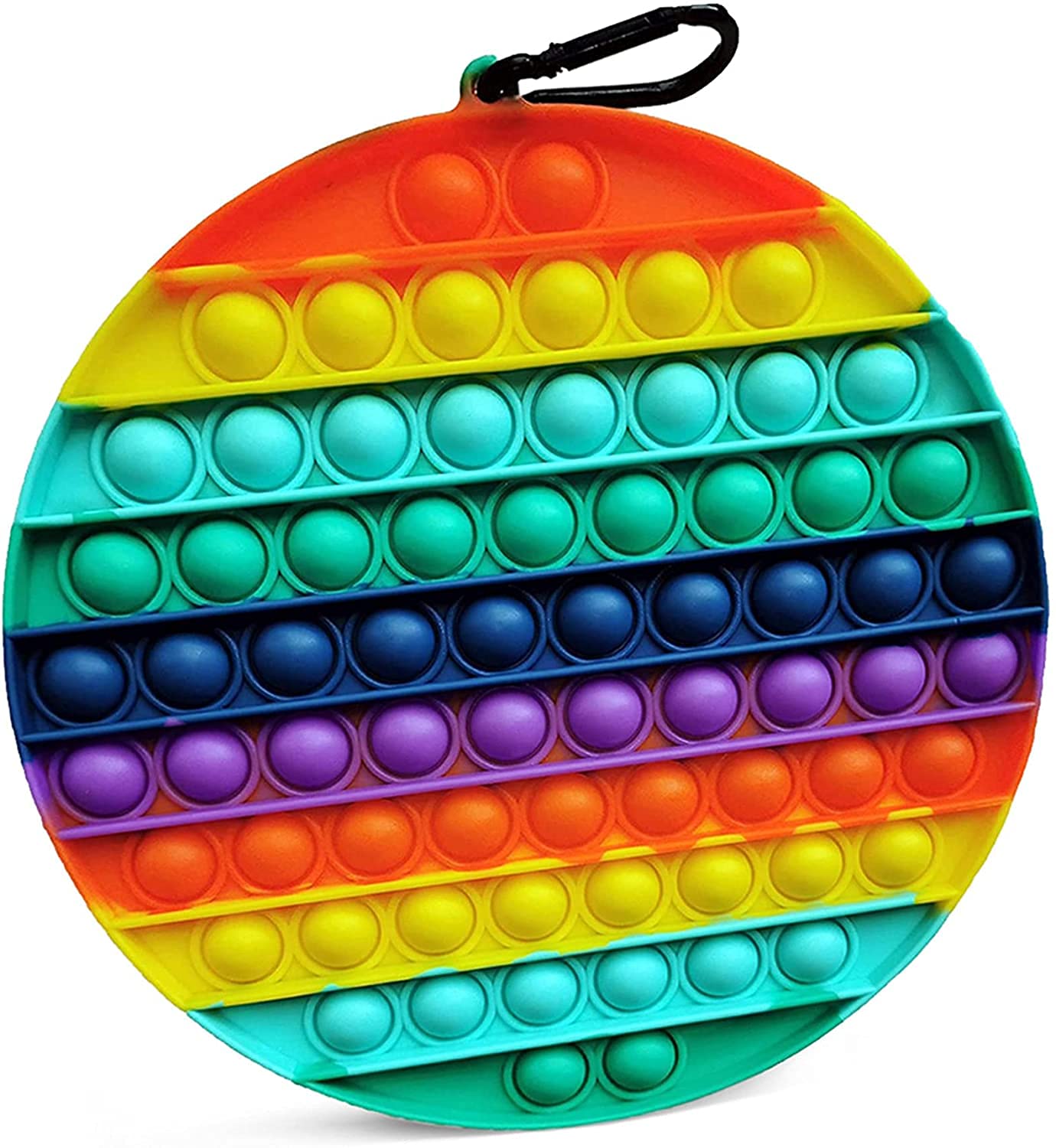 sb components Big Size Fidget Popper Toy Silicone Bubble Pop Fidget Toy Jumbo Sensory Toys to Relieve Stress for Autism Kids and Adults 20 cm (Round Rainbow 70 pops)