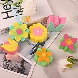Sakolla 6-Cavity Flower Soap Molds Silicone, 2 Pack