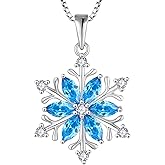 STARCHENIE Snowflake Pendant Necklace for Women 925 Sterling Silver Birthstones Jewelry