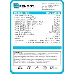 Renogy Solar Panel 100 Watt 12 Volt Eclipse
