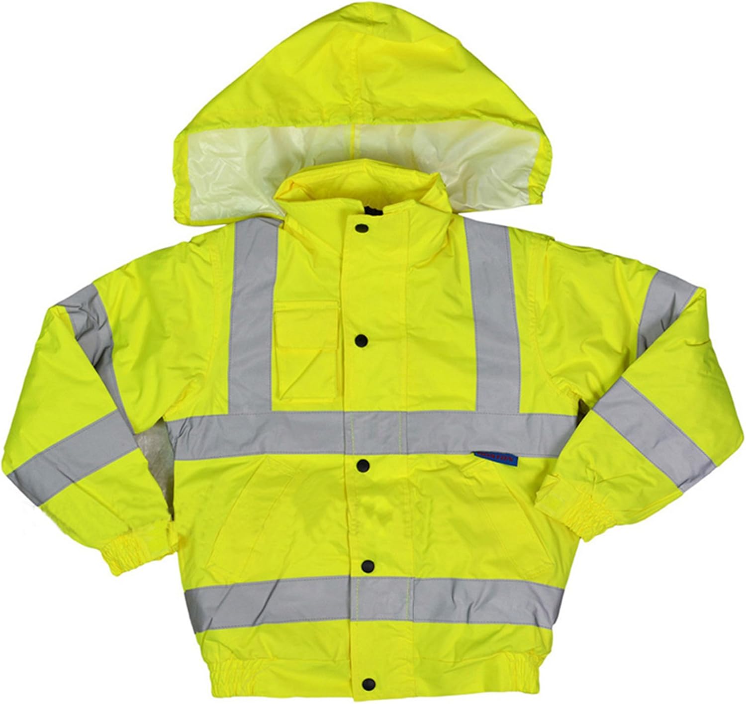 RG Clothing Unisex Kids High Visibility Bomber Jacket with Hood Boys Girls Hi Viz Jackets