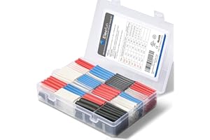 ELECFUN 350PCS Waterproof Heat Shrink Tubing Kit, 3:1 Double Dual Wall Tube Adhesive Lined Marine Grade Heatshrink Tubing Wrap Colored, 7 Sizes Diameter, 5 Colors Black, Red, Blue, White, Clear