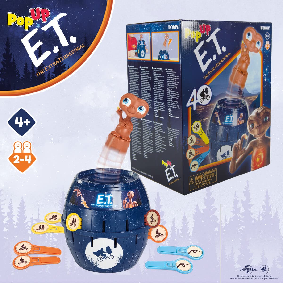 TOMY Pop Up E.T. Kids Game - Preschool and Kids Games for Family Game Night - Winter Break Activities and E.T. Toys - Girls and Boys Games - 2-4 Players - Ages 4 Years and Up