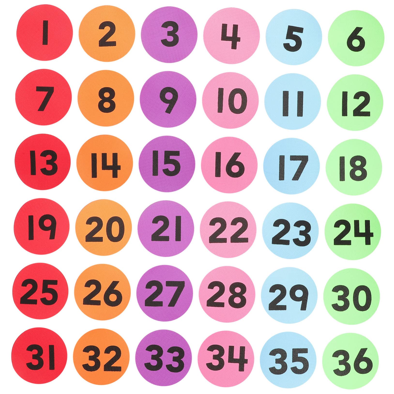 STOBOK Numbered Carpet Spots 4 Inch Round Circles for Classroom Learning and Kids Games Coloured Carpet Marker Spots for Early Childhood Activity Training