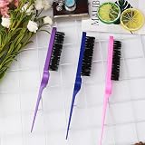 Kuou 3 Pcs Teasing Hair Brush Nylon Three-Row Salon Back Comb 8.6in view 2