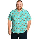 Weecreeture Big and Tall Men's Hawaiian Shirt - Short Sleeve, Tropical Floral Button Down Casual Summer Beach Shirt