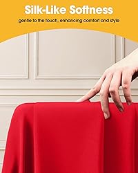 Niuara Red Fabric Rectangle Table Cloth - 6