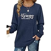 Yandino Long Sleeve Shirts for Women Casual Crewneck Sweatshirt 2025 Trendy Loose Basic Tunic Tops