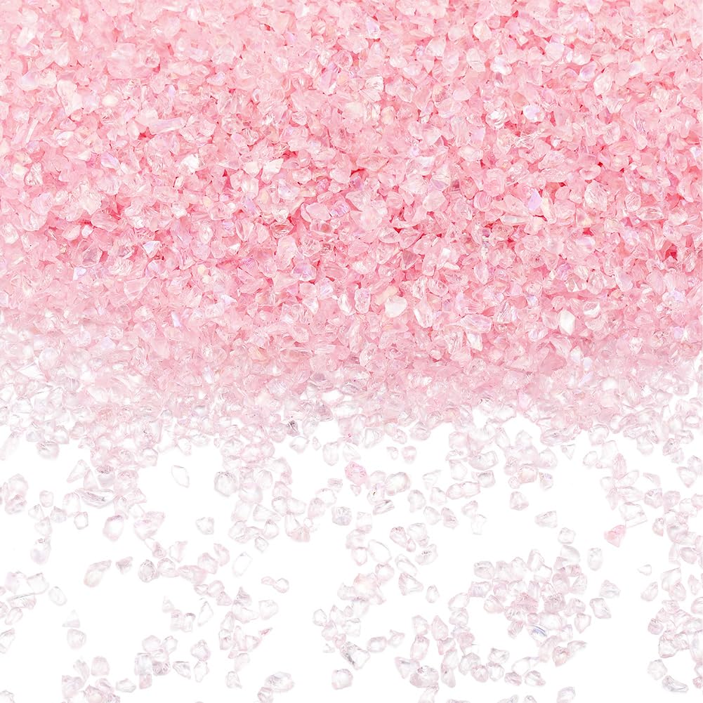 SUNNYCLUE 1 Box 200g Pink Broken Glass Pieces Crushed Glass Bulk Resin Art Irregular Crystal Chips Clear Chunky Flakes Sequins for Nail Arts Crafts DIY Vase Filler jewellery Making Decoration Supplies