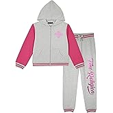 True Religion Girls 2 Piece Fleece Hooded Jogger Set – Zip-Front Hoodie & Sweatpants Outfit