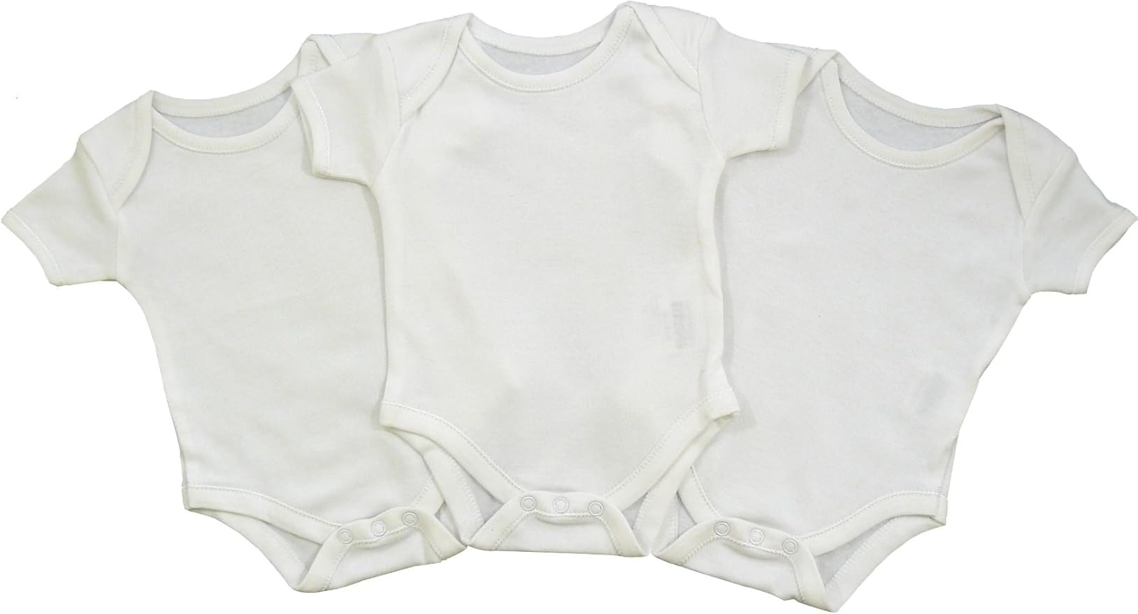 3 Pack Short Sleeved Cotton Baby Vests in White Newborn to 24 Months