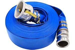 EASTRANS 3" x 50' Blue PVC Backwash Hose for Swimming Pools, Heavy Duty Discharge Hose Reinforced Pool Drain Hose with Aluminum Camlock C and E Fittings