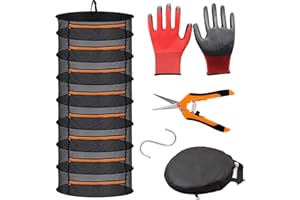 SNNRSUTU 2 feet 8 Layers herb Drying Rack Plant Drying Mesh, can Dry Herbs, Vegetables and Fruits of Original Large Hanging Drying net Collocation Orange Zipper (with Gardening Shears)