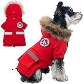 PINA Dog Coats - Waterproof Winter Jacket with Flannel Lining, Faux Fur Hood & Pocket for Small Dogs