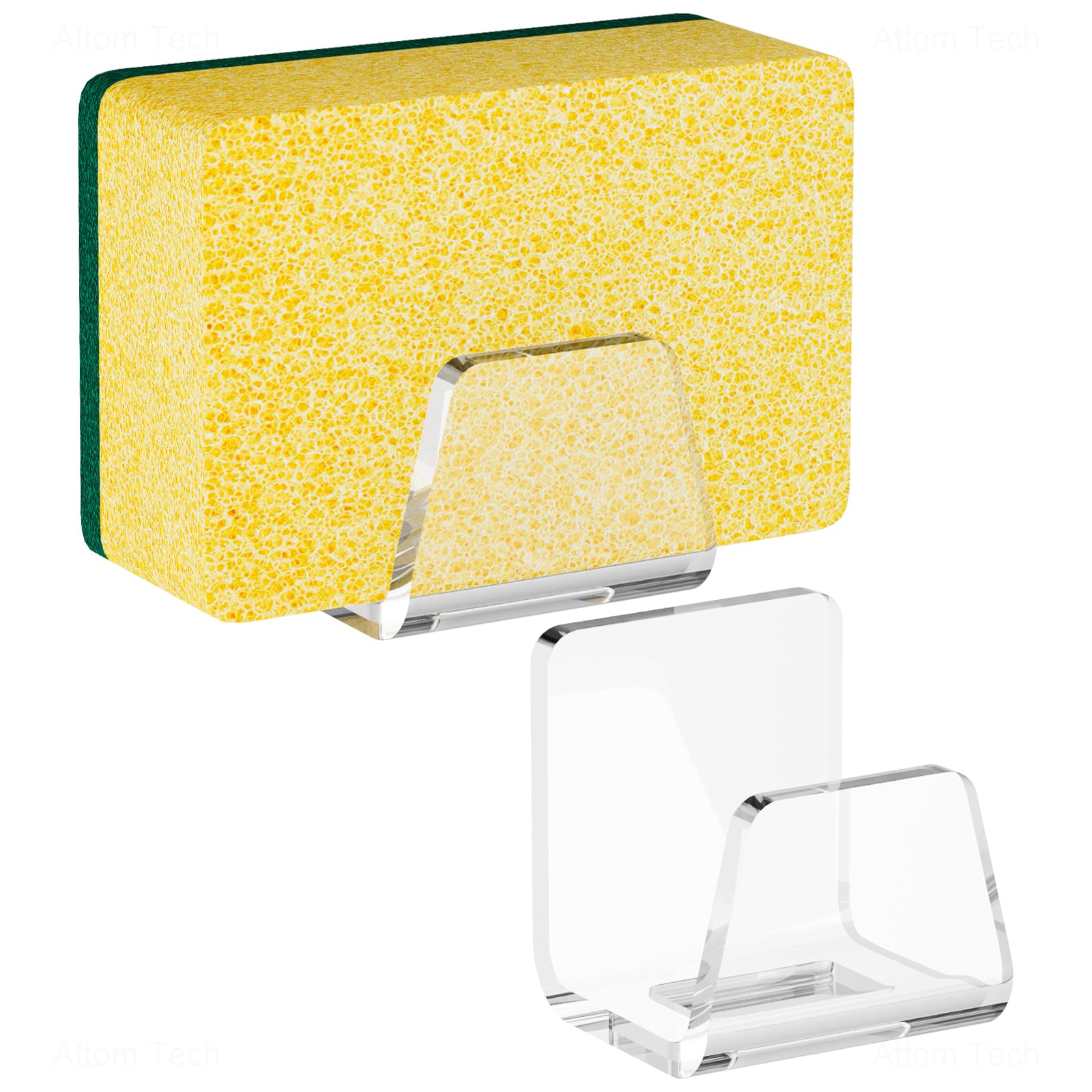 Photo 1 of NiHome Clear Acrylic Kitchen Sink Sponge Holders 2PCS for Sponges, Dishcloths & More - Sleek Modern Look No-Drill Design with Efficient Drainage and Multipurpose Storage, Saves Space & Easy to Install