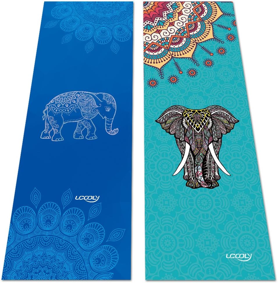 UCOOLY Yoga Towel,Microfiber Mat Towels w Free Spray Bottle and Smart Corner Pocket Elastic Loop Design, Non Slip, Super Soft Sweat Absorbent Towel for Hot Yoga, Pilates and Fitness 24x72