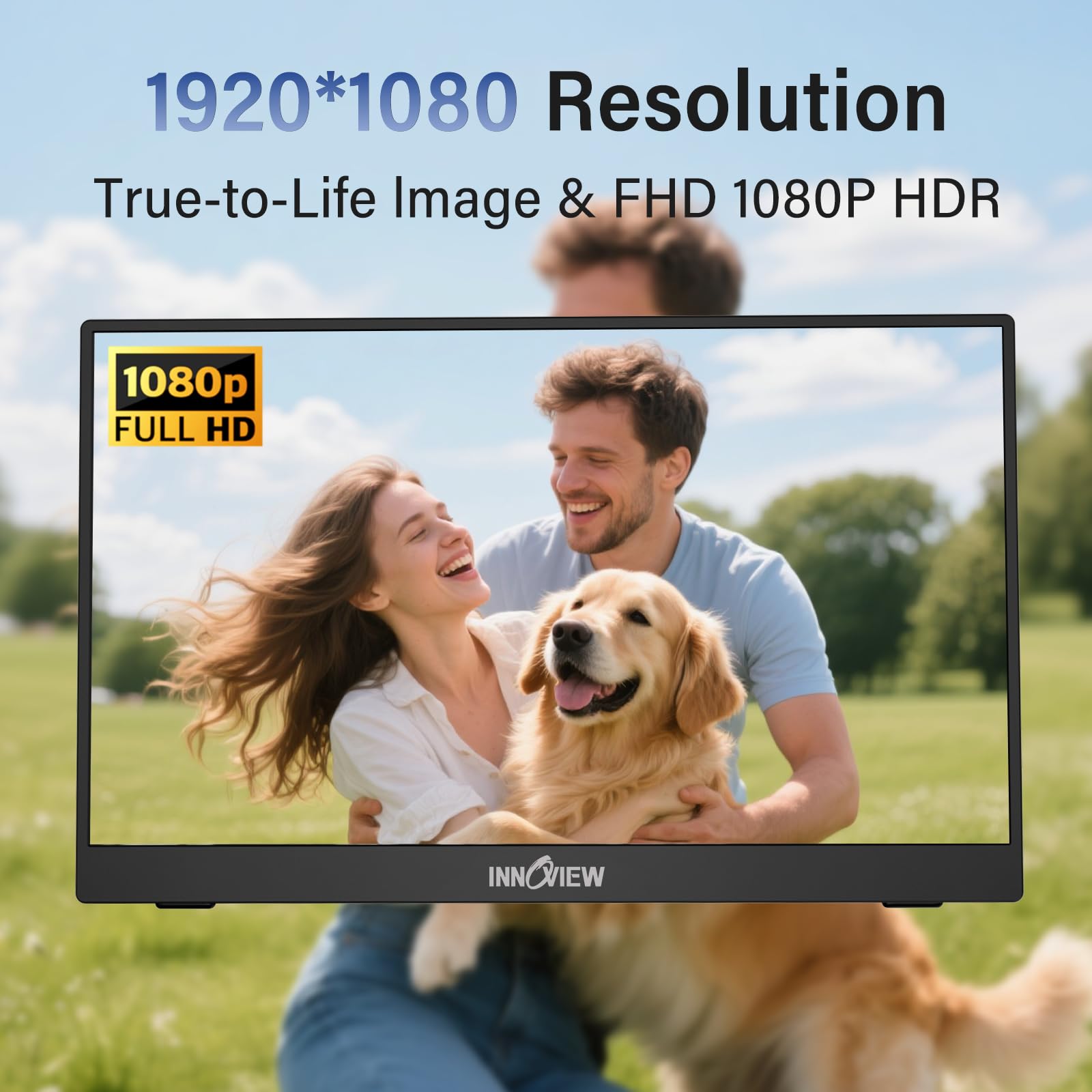 InnoView Portable Monitor, 15.6 Inch FHD 1080P HDMI USB C Second External Monitor for Laptop, Desktop, MacBook, Phones, Tablet, PS5/4, Xbox, Switch, Built-in Speaker with Protective Case