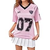 Floerns Women's Cute Bowknot Print Football Jersey Shirts Practice Tee Shirts