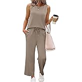 SAMPEEL Two Piece Sets for Women Summer Outfits Beach Vacation Clothes Wide Leg Crop Pants