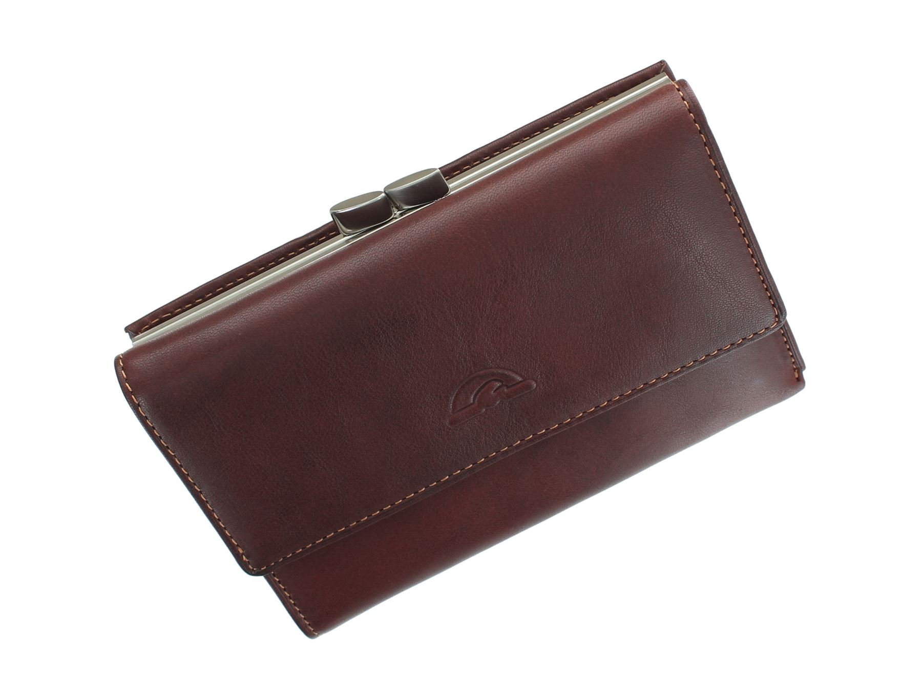 Tony Perotti Full Grain Leather Clip-Top Frame Purse with RFID Protection 1005_1 Brown