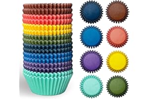 qiqee 400-Count Cupcake Liners Cupcake Cups Food Grade 8 Solid Retro Colors Cupcake Papers Baking Cups Cupcake Wrappers (Standard Size)