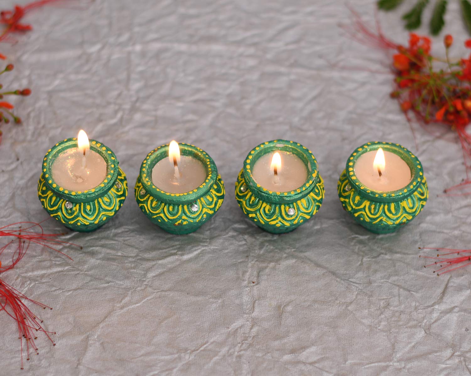 Buy Collectible India Wax Matki Candles, Pack of 8, Unscented Online at