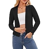 DouBCQ Women's Long Sleeve Cropped Cardigan Lightweight Open Front Bolero Shrug