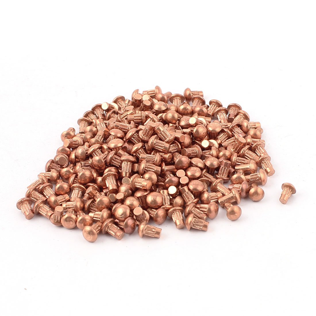 Sourcingmap 200 Pcs 3/32" x 5/32" Copper Round Head Solid Rivets Knurled Shanks