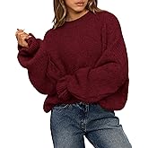 BTFBM Women's Oversized Sweater Crewneck 2025 Fall Winter Long Sleeve Fuzzy Warn Knit Pullover Sweaters Trendy Outfits
