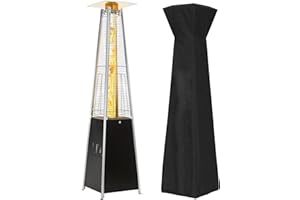 NAVINE Pyramid Patio Heater,48,000 BTU Outdoor Propane Patio Heater with Detachable Wheels and Protective Cover for Terrace, Garden,Poolside (Black)