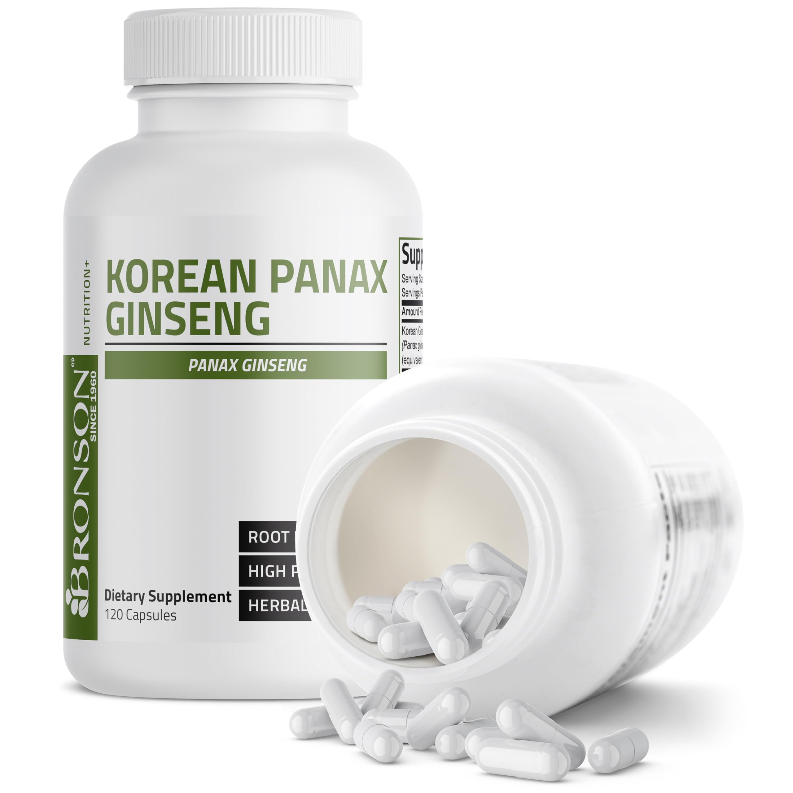 Bronson Korean Panax Ginseng Supports Energy, Endurance & Vitality + Memory and Mental Performance, 120 Capsules