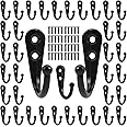 POZEAN Small Coat Hooks for Hanging, 40Pack Black Coat Hooks with 80 Screws，Wall Hanging Coats,for Keys, Cups,Towels,Bag and More