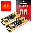 LASFIT 194 168 T10 W5W LED Bulb Canbus Error Free, Non-Polarity 400LM Extremely Bright for Tail Center High Mount Stop Lights, Brilliant Red (Pack of 2)