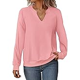 GKBK Womens Sweatshirts Long Sleeve V Neck Tops Fall Winter Basic Casual Lightweight Pullover Shirt