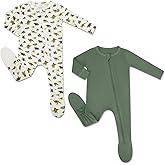 HAPIU Rayon from Bamboo Baby Footed Pajamas, 2 Way Premium Zipper, Footie for Baby Boy Girls, Newborn-24 Months