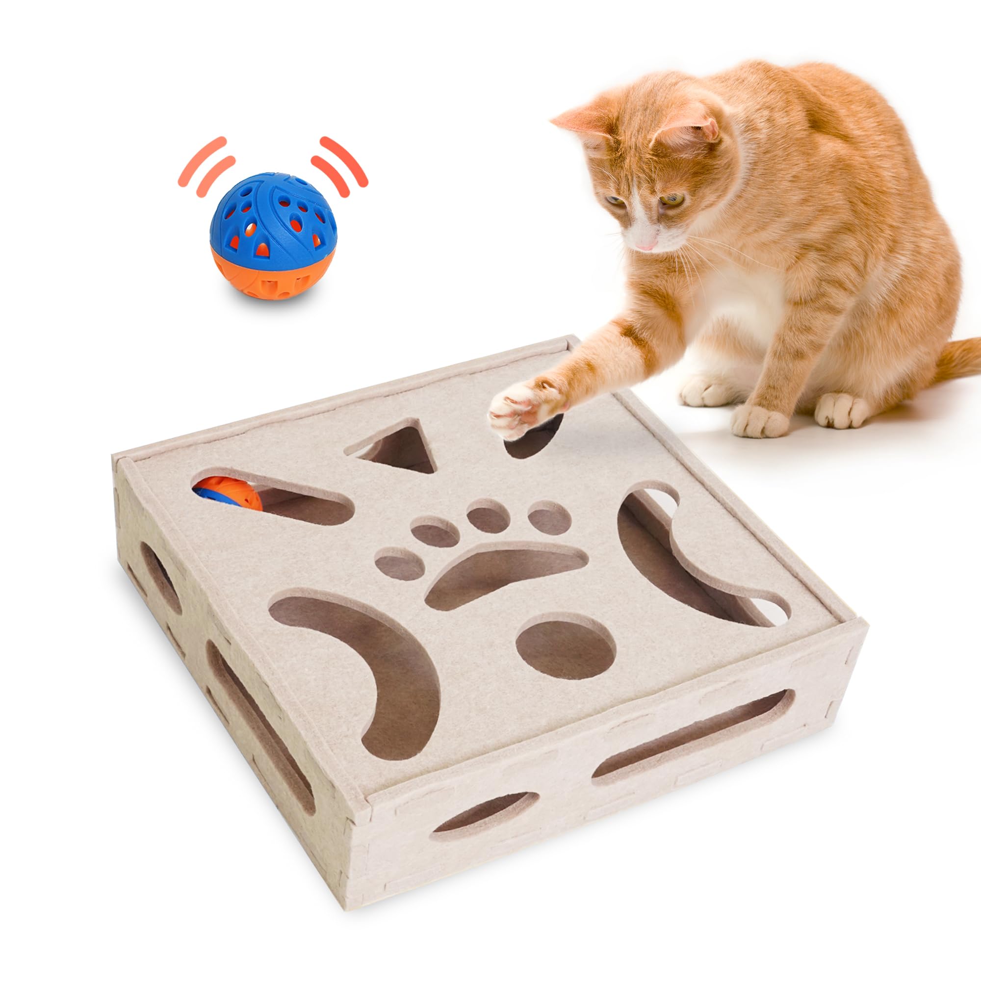 PETKARAY Cat Puzzle Toy, Interactive Cat Toys for Indoor Cats, Kittern Ball Toy with Soft Felt Maze Game Puzzle Box — image 1