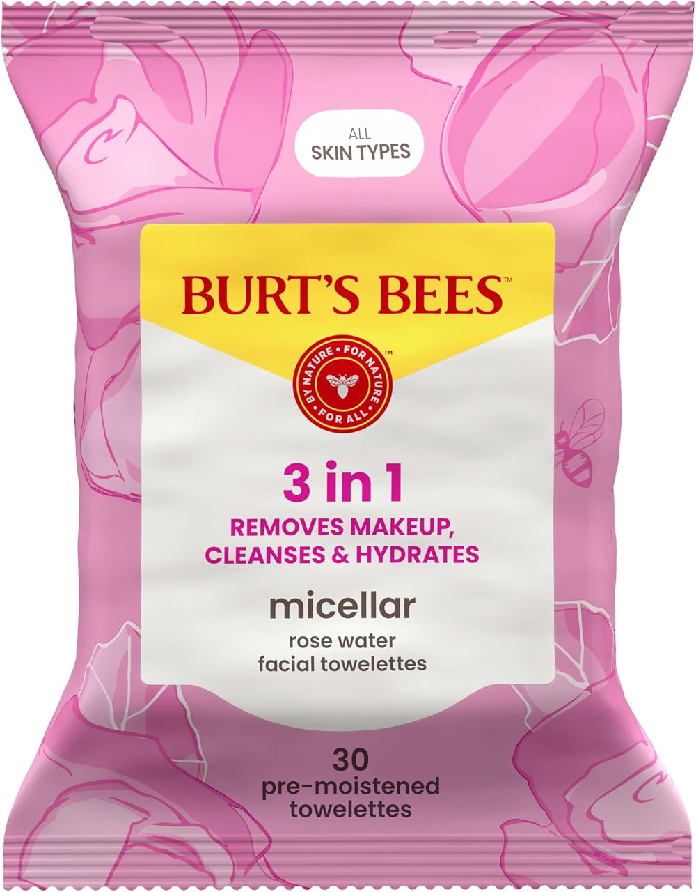 Burt's Bees Micellar Makeup Removing Towelettes Rose Water 30 Count