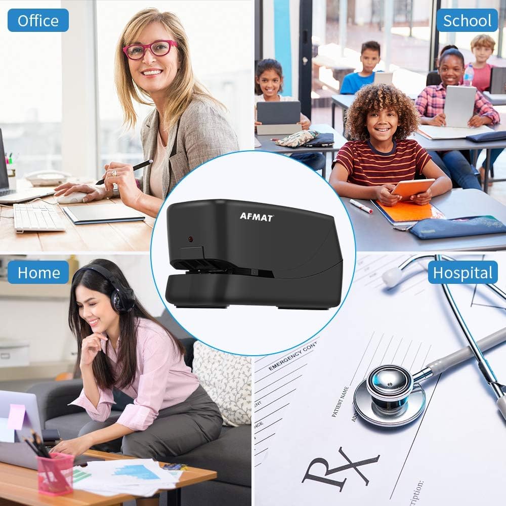Electric Stapler, Heavy Duty Electric Stapler Desktop, 25 Sheets, Automatic Stapler for Desk, AC or Battery Stapler with Reload Reminder & Release Button, Black : Office Products