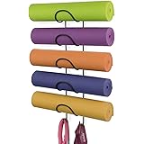 Wallniture Moduwine Yoga Mat Storage Rack, Towel Rack with Hooks for Hanging Yoga Strap, Resistance Bands for Home Gym & Stud