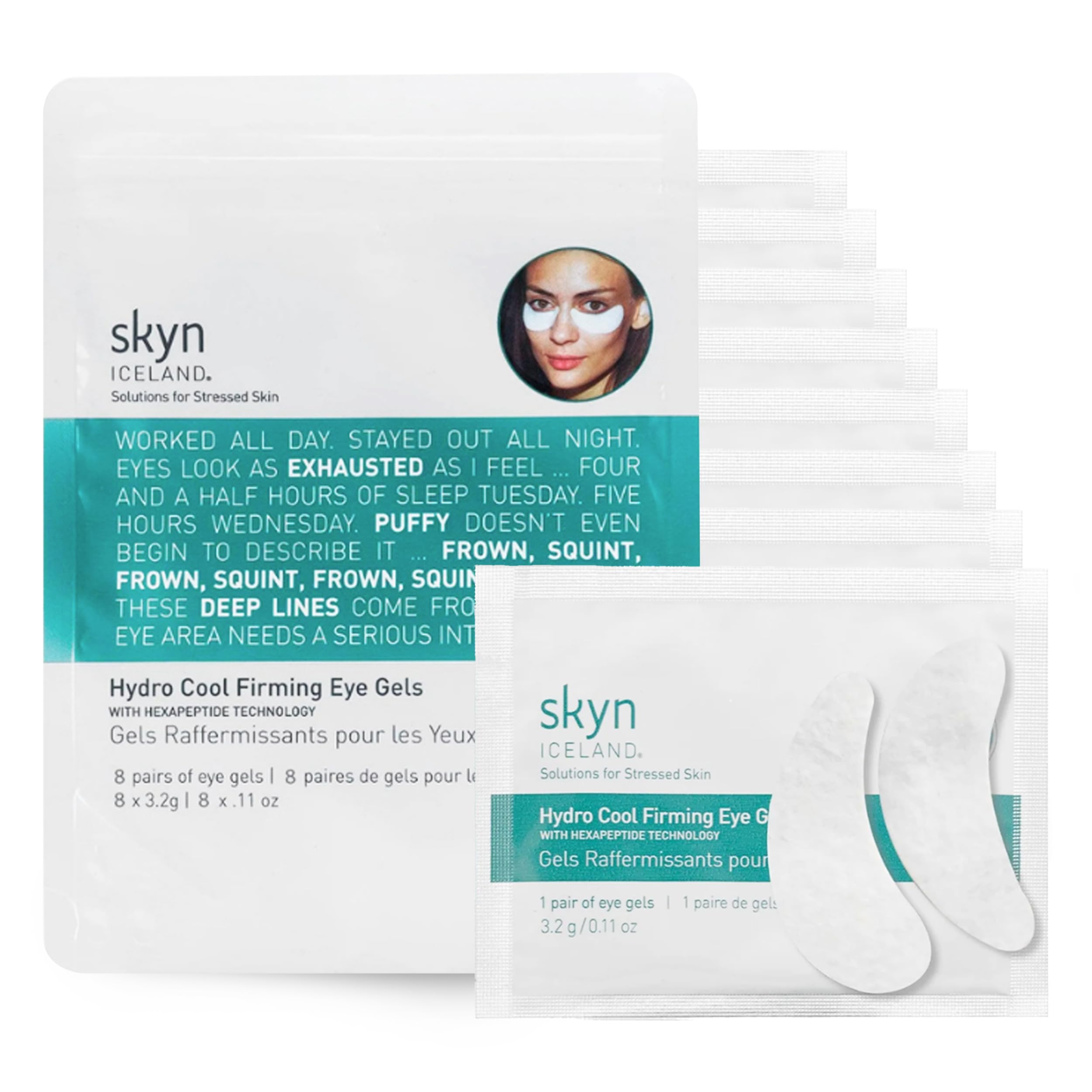 skyn ICELAND Hydro Cool Firming Eye Gels: Under-Eye Gel Patches to Firm, Tone and De-Puff Under-Eye Skin, 8 Pairs