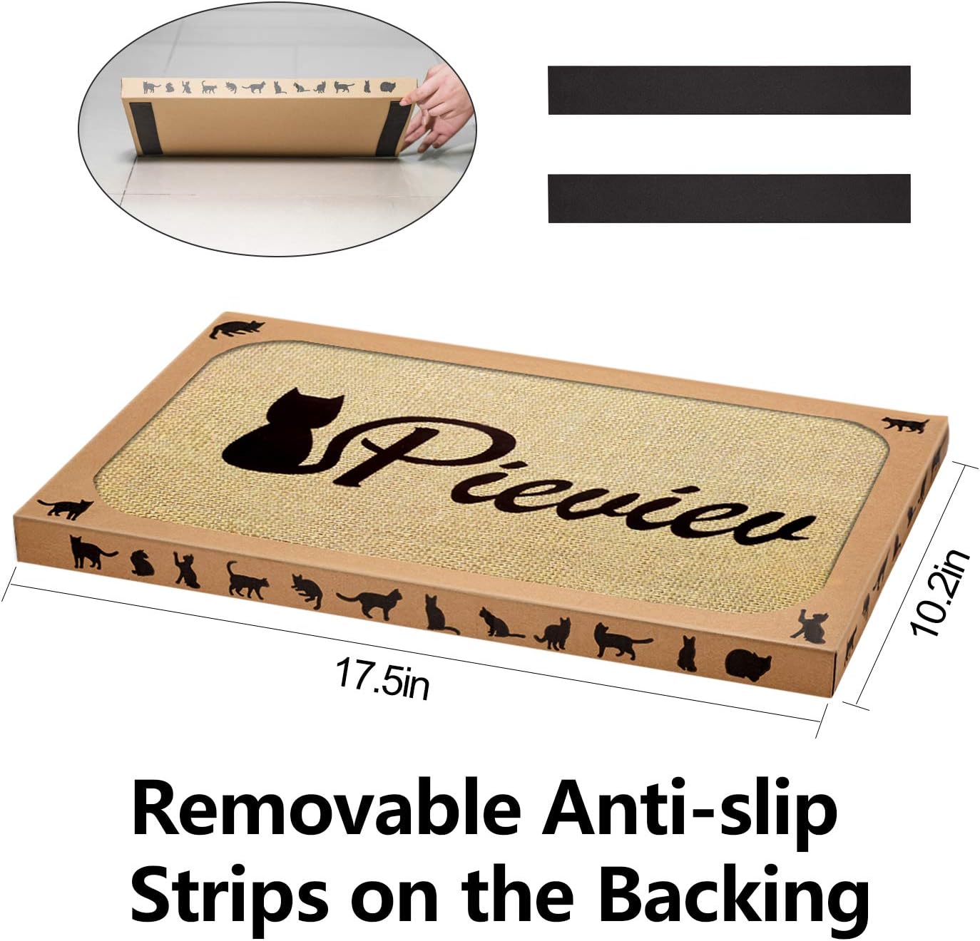 Pieviev Premium Cat Scratcher Cat Toys Sisal Cat Scratching Pad Extra Large No More Torn Cardborad Scattering Anti-Slip Backing & Catnip (1-Pack) : Pet Supplies