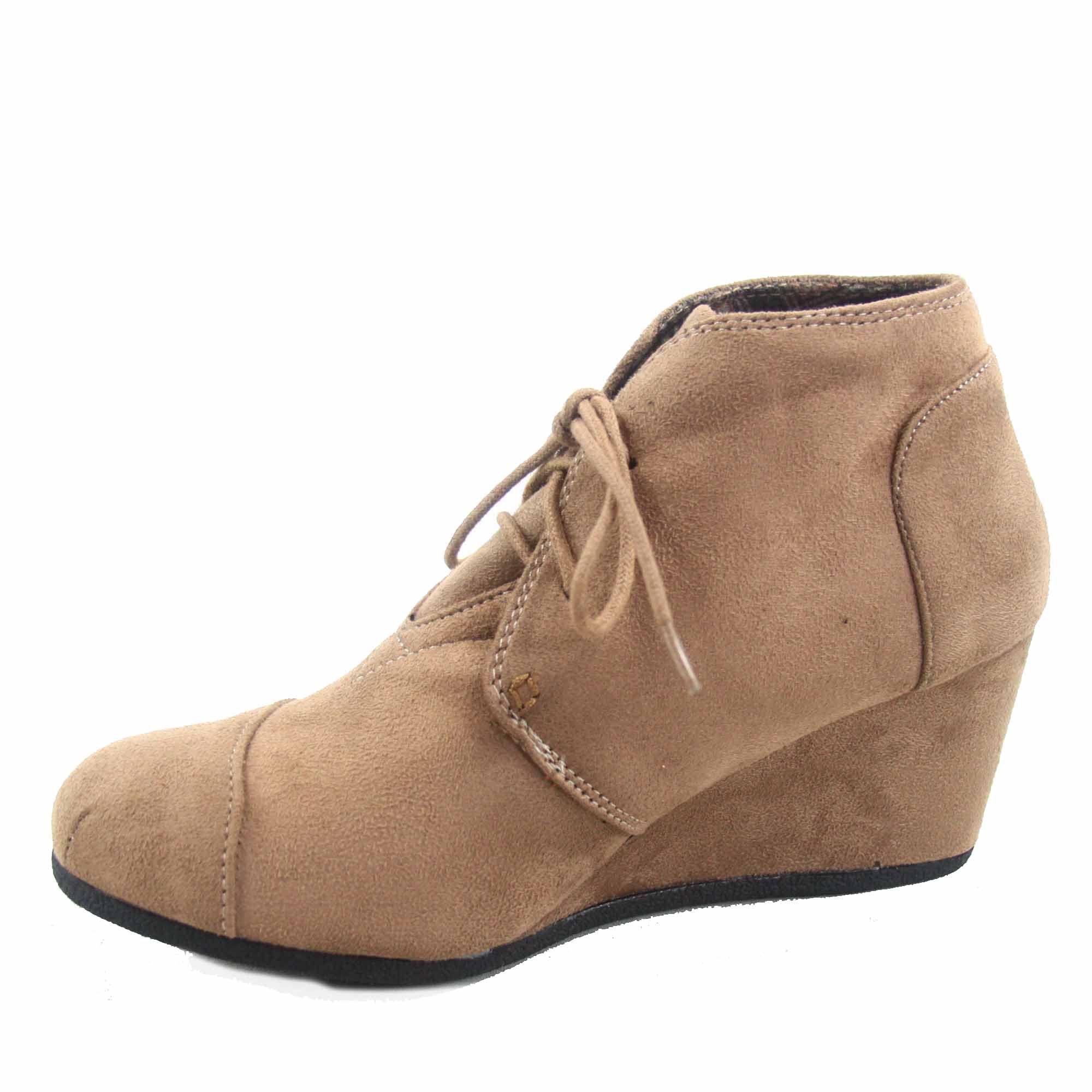 Forever Link Patricia-1 Women's Casual Oxford Ankle Booties Lace up Low Wedge Shoes - Image 3