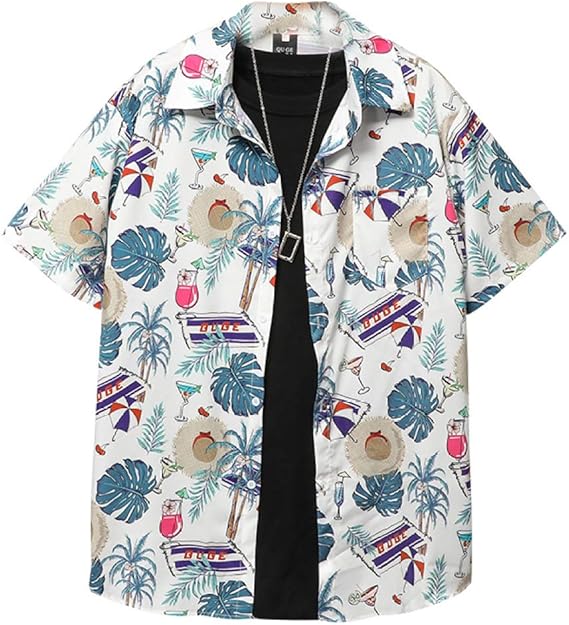 Amazon アロハシャツ メンズ オシャレ 大きいサイズ 半袖 ハワイアンシャツ ビーチシャツ 夏服 5分袖 かりゆしウェア 柄シャツ クール リゾート 通気 軽量 速乾 プリント 祭り 海水浴 日焼け止め Uvカット 花火大会xxlホワイト シャツ 通販