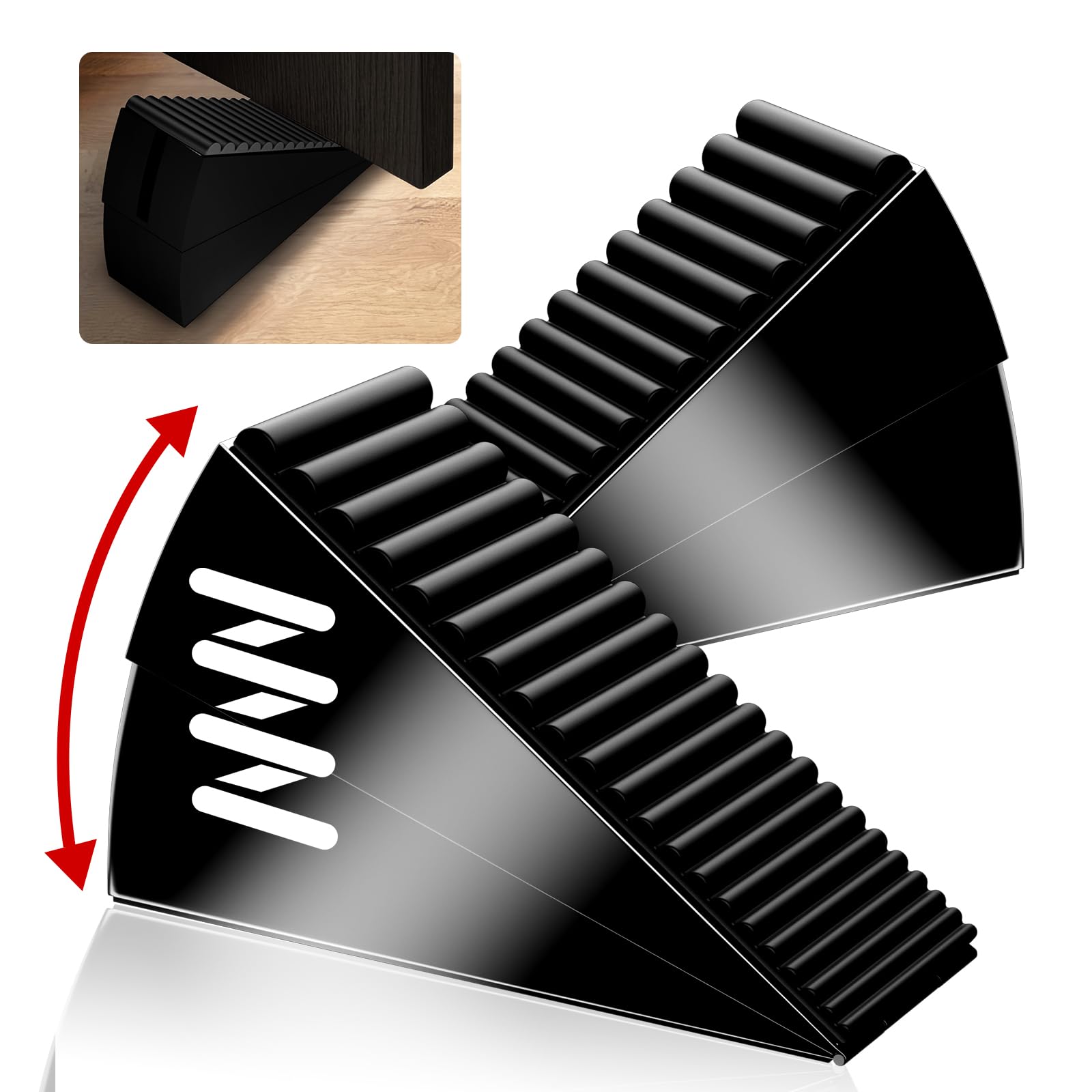 Photo 1 of BINFEW 2 Pack Strongest Metal Heavy Duty Door Stop, Large Door Stoppers with Adjustable Spring, Tall Door Wedge up to 3 inch, Door Stoppers for Bottom of Door, Black Rubber Door Stops for Floor Wall