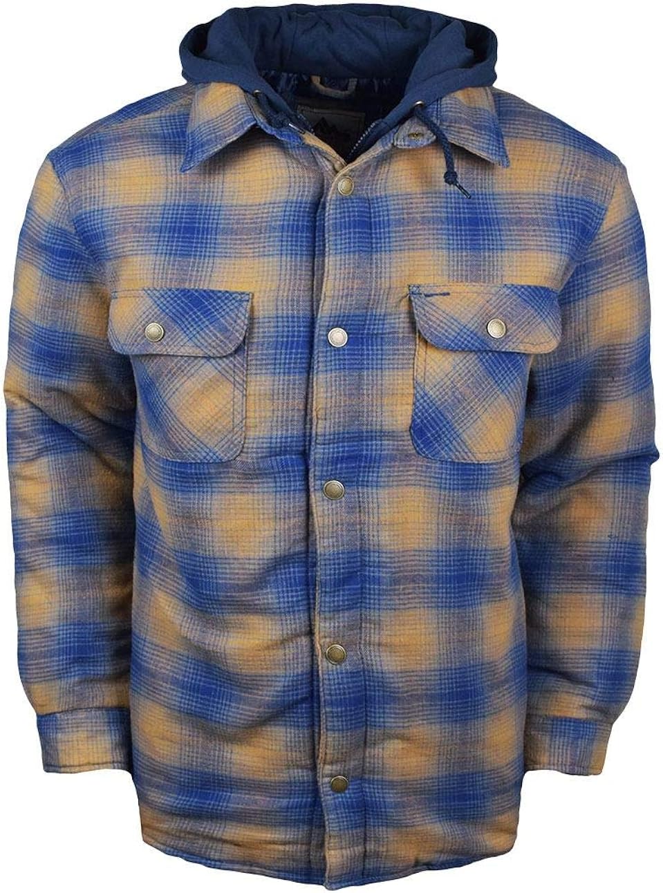 Mountain Club Yarn Dye Plaid Flannel Hooded Jacket Blue